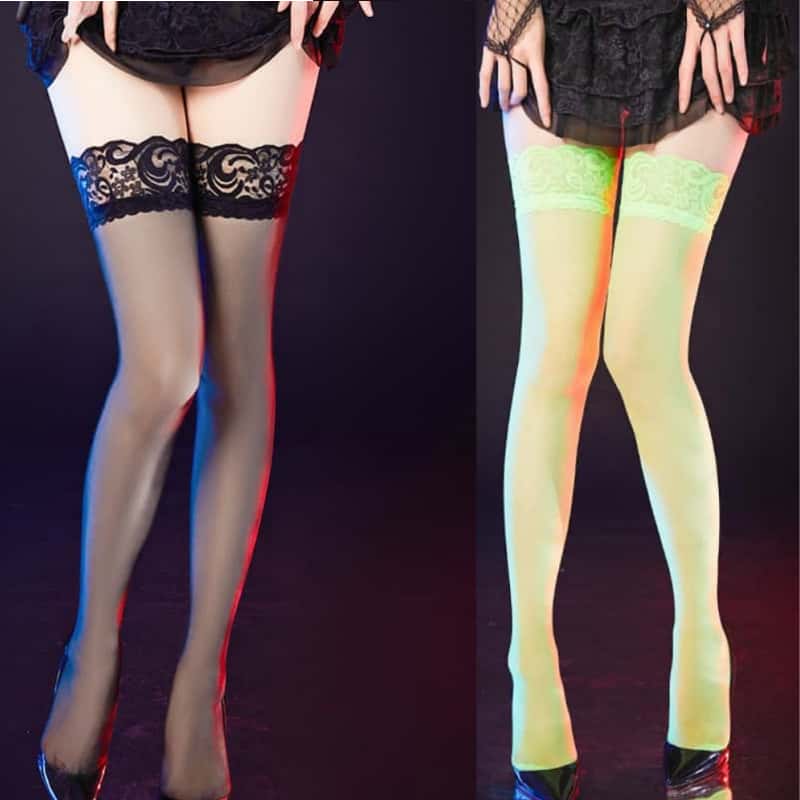 Thigh High Sock Stay Up - Thigh High Stripe Lace Stockings Sheer