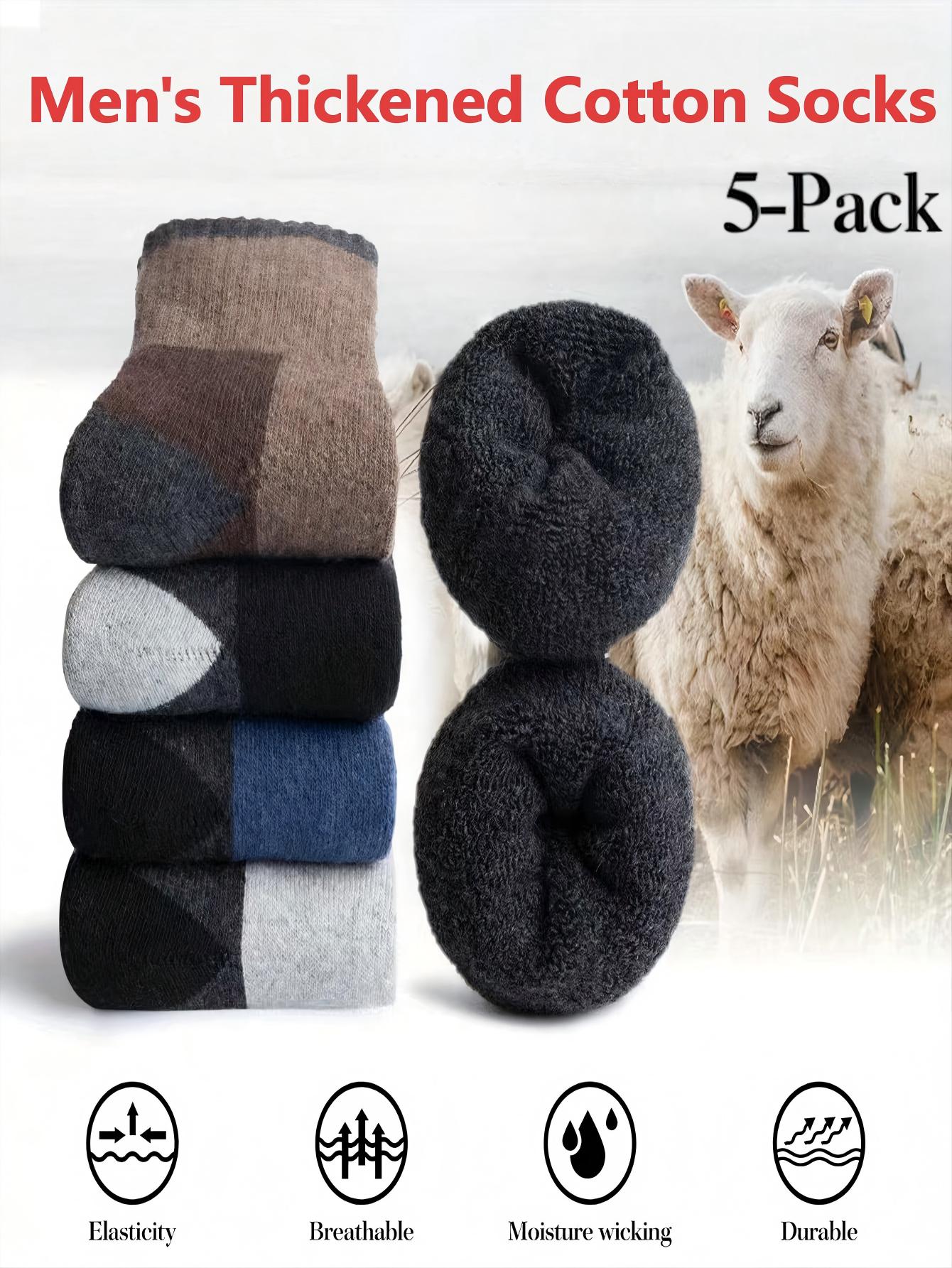 Cotton Crew Sock Pack - Men’s Thick Crew Socks 5-Pack, Wool