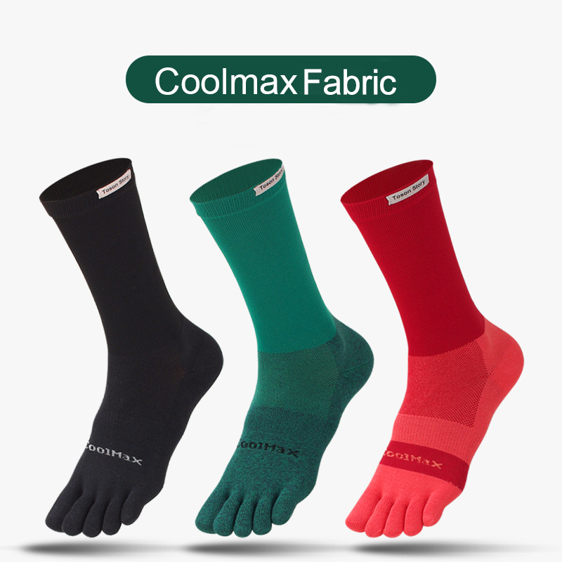 1/5 Pairs Men's High Crew Five - مراجعة Toe Sock Split وسعره