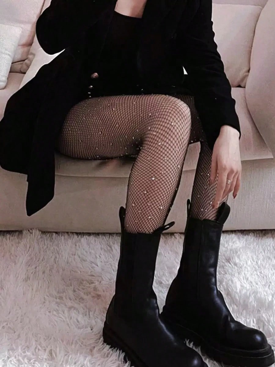 Women's Sheer Rhinestone Fishn - مراجعة Tights Pantyhose Sheer وسعره