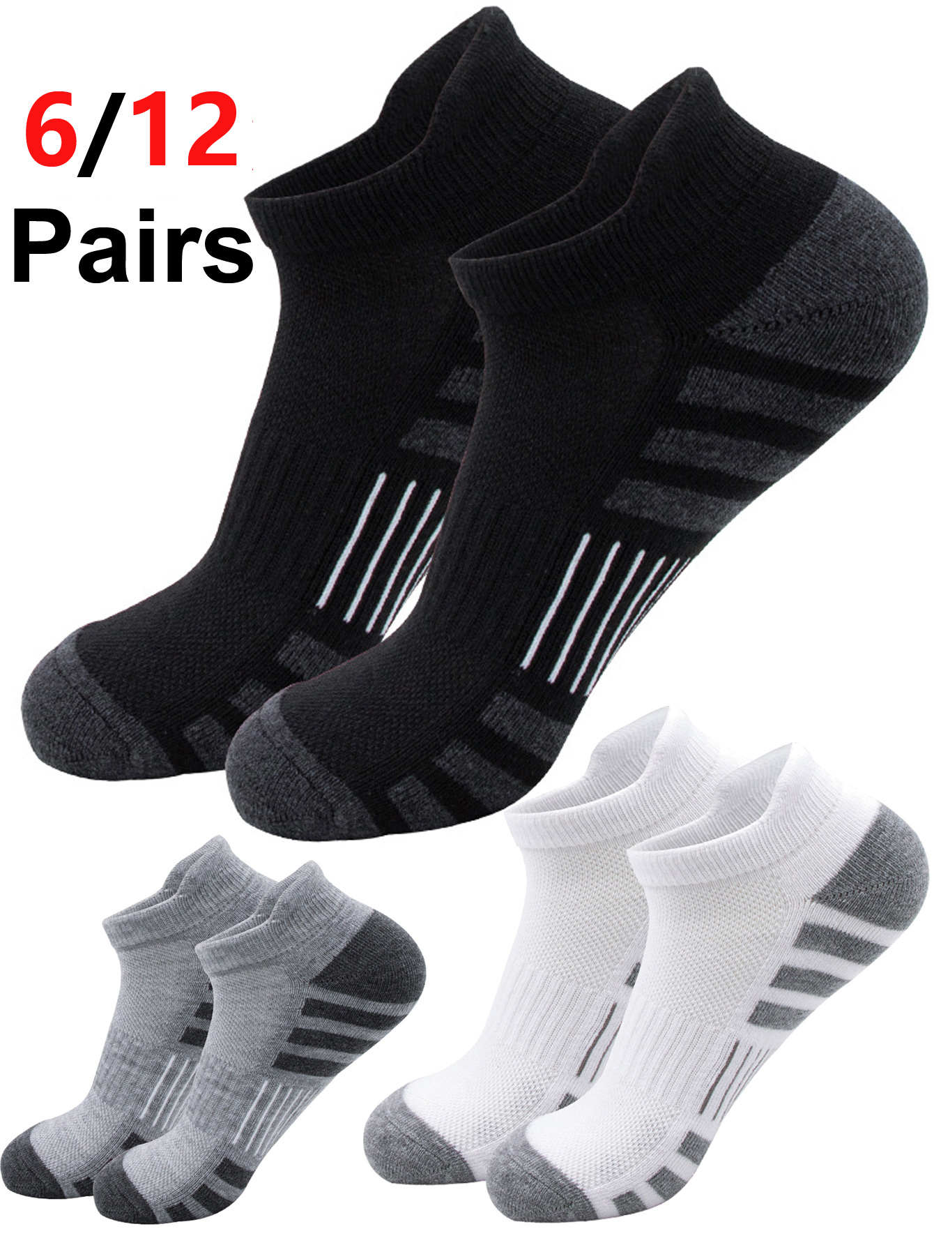 6/12Pairs Low Cut Ankle Athlet - مراجعة Athletic Sock Cushion وسعره