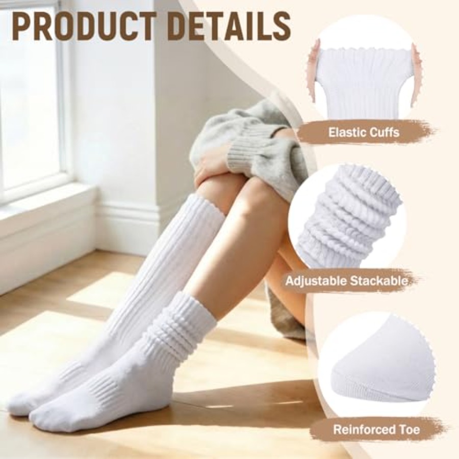 Chalier 5 Pairs Slouchy Socks  - مراجعة Boot Sock Slouchy وسعره
