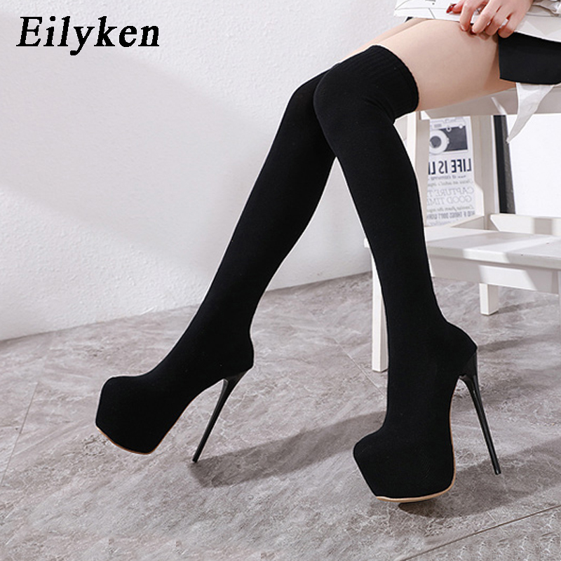 Eilyken 17CM Platform Heels Wo - مراجعة Knee High Sock Women وسعره