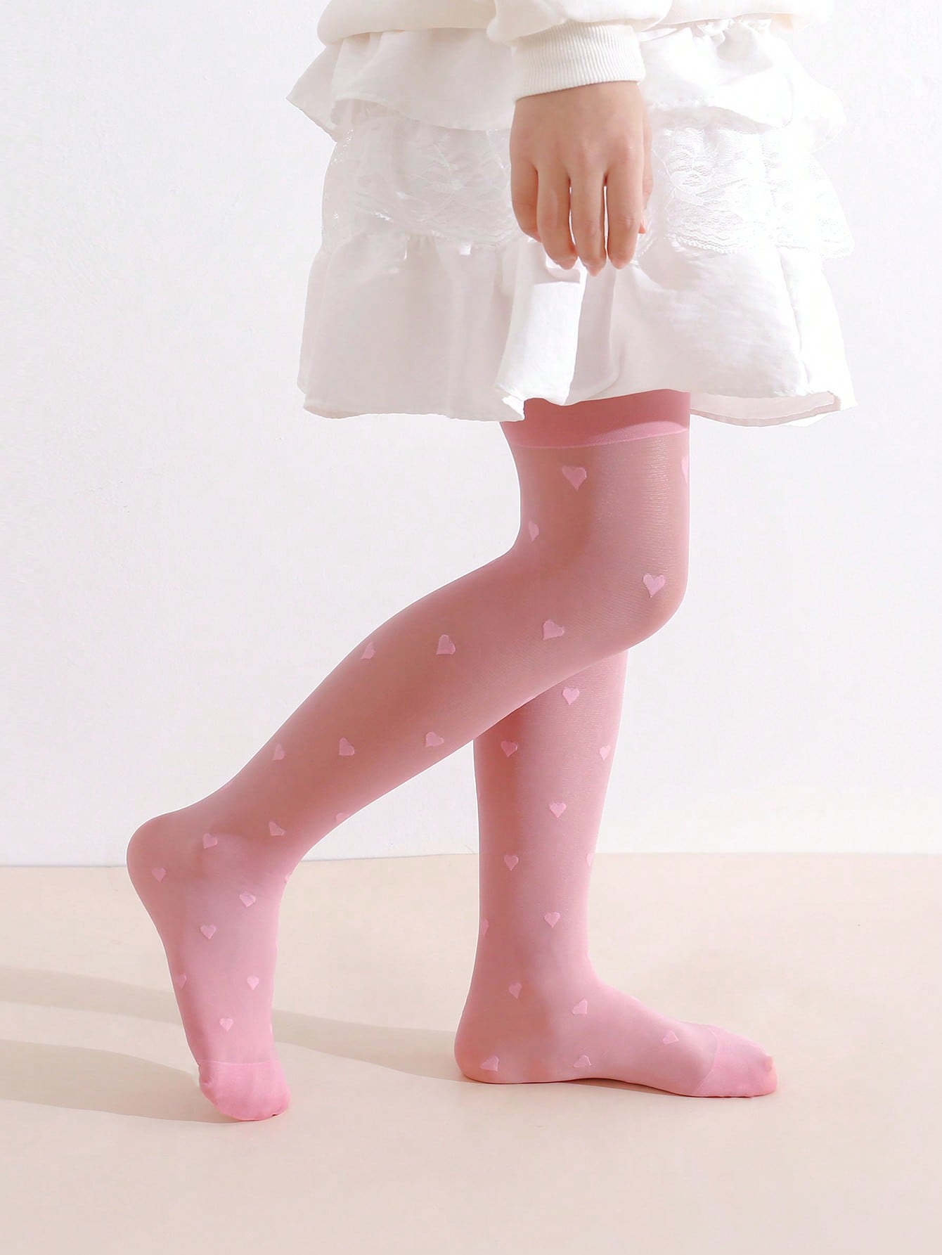 3Pcs Girls Heart Print Tights  - مراجعة Tights Pantyhose Sheer وسعره