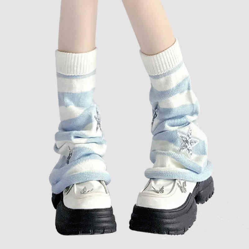Y2K Striped Leg Warmers Star R - مراجعة Boot Sock Slouchy وسعره