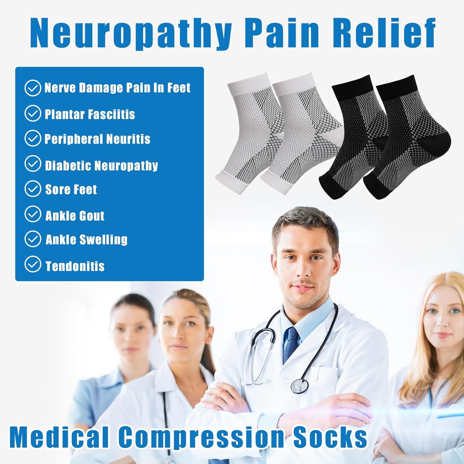 1pair Neuropathy Socks, Ankle  - مراجعة Ankle Brace Sock وسعره
