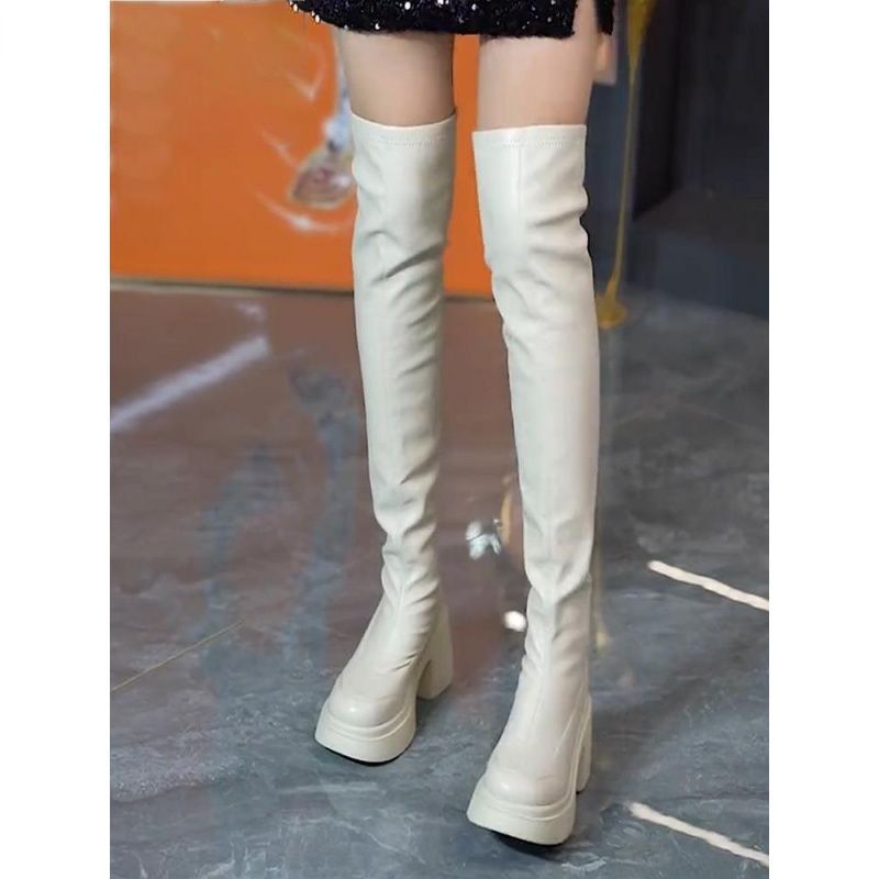 Round toe thick soled high-hee - مراجعة Knee High Sock Women وسعره