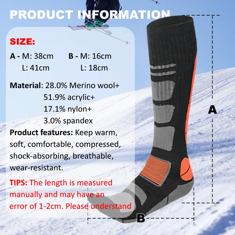 1 Pair Merino Wool Ski Socks M - مراجعة Thermal Sock Winter وسعره