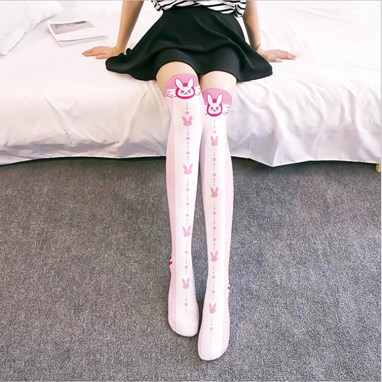 Game OW D.Va Cartoon Printed K - مراجعة Silk Sock Bamboo وسعره