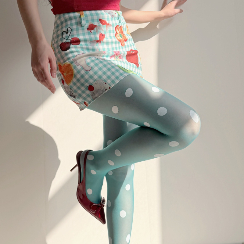 Retro Polka Dot Sheer Tights f - مراجعة Tights Pantyhose Sheer وسعره