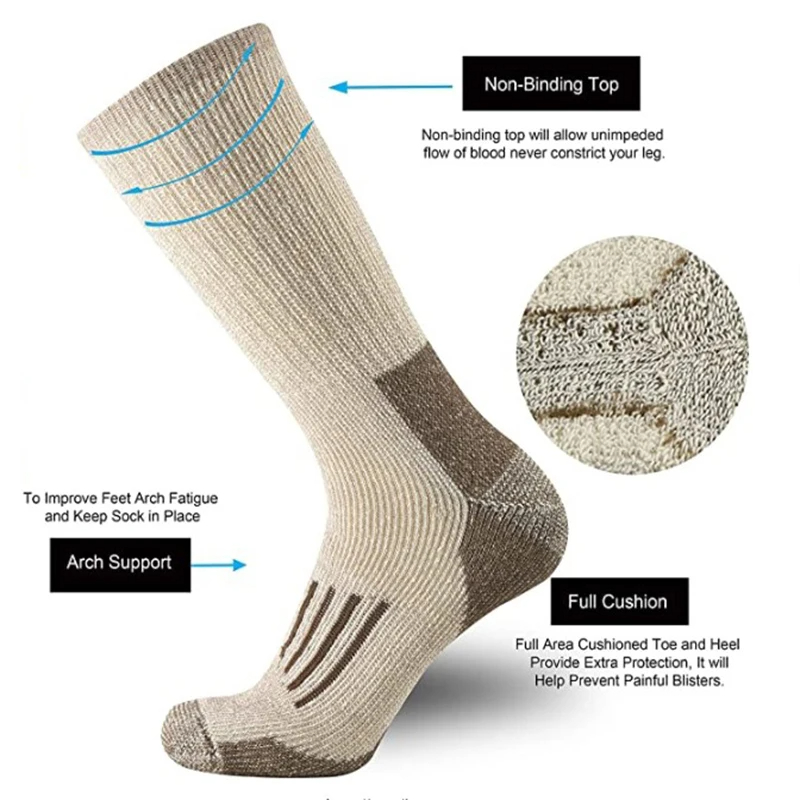 80% Wool Socks Warm Thicken Hi - مراجعة Wool Hiking Sock وسعره