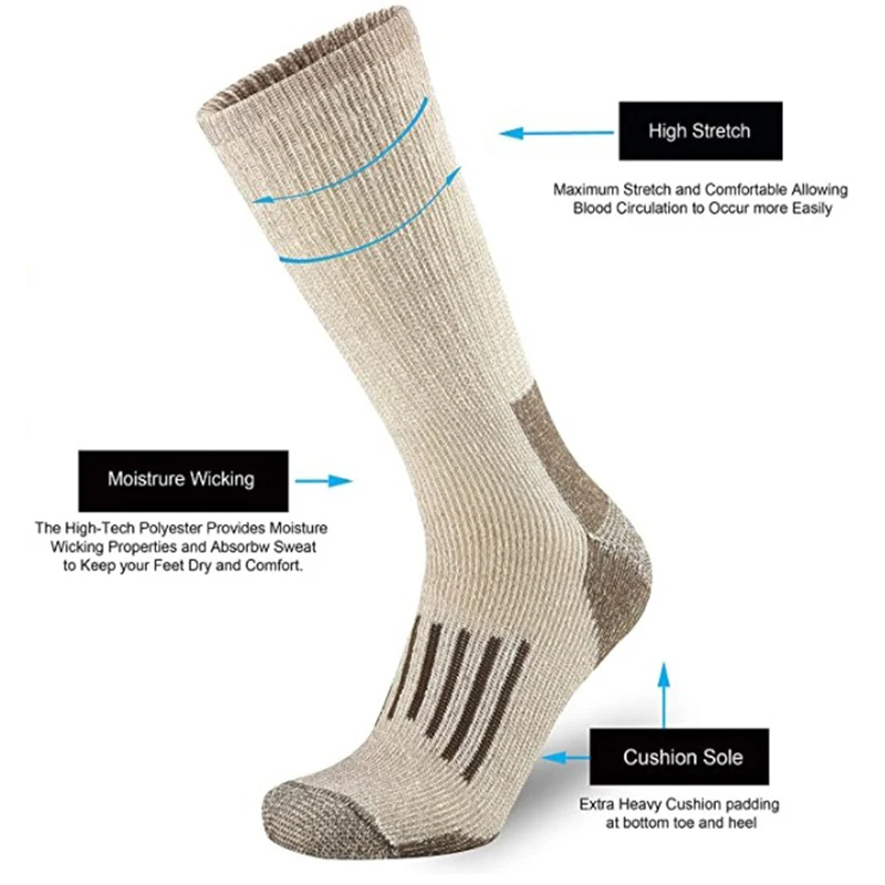 80% Wool Socks Warm Thicken Hi - مراجعة Wool Hiking Sock وسعره