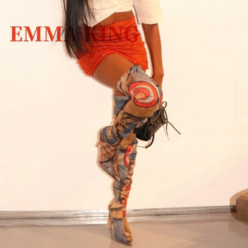 Women's Art Print Thigh High B - مراجعة Knee High Sock Women وسعره