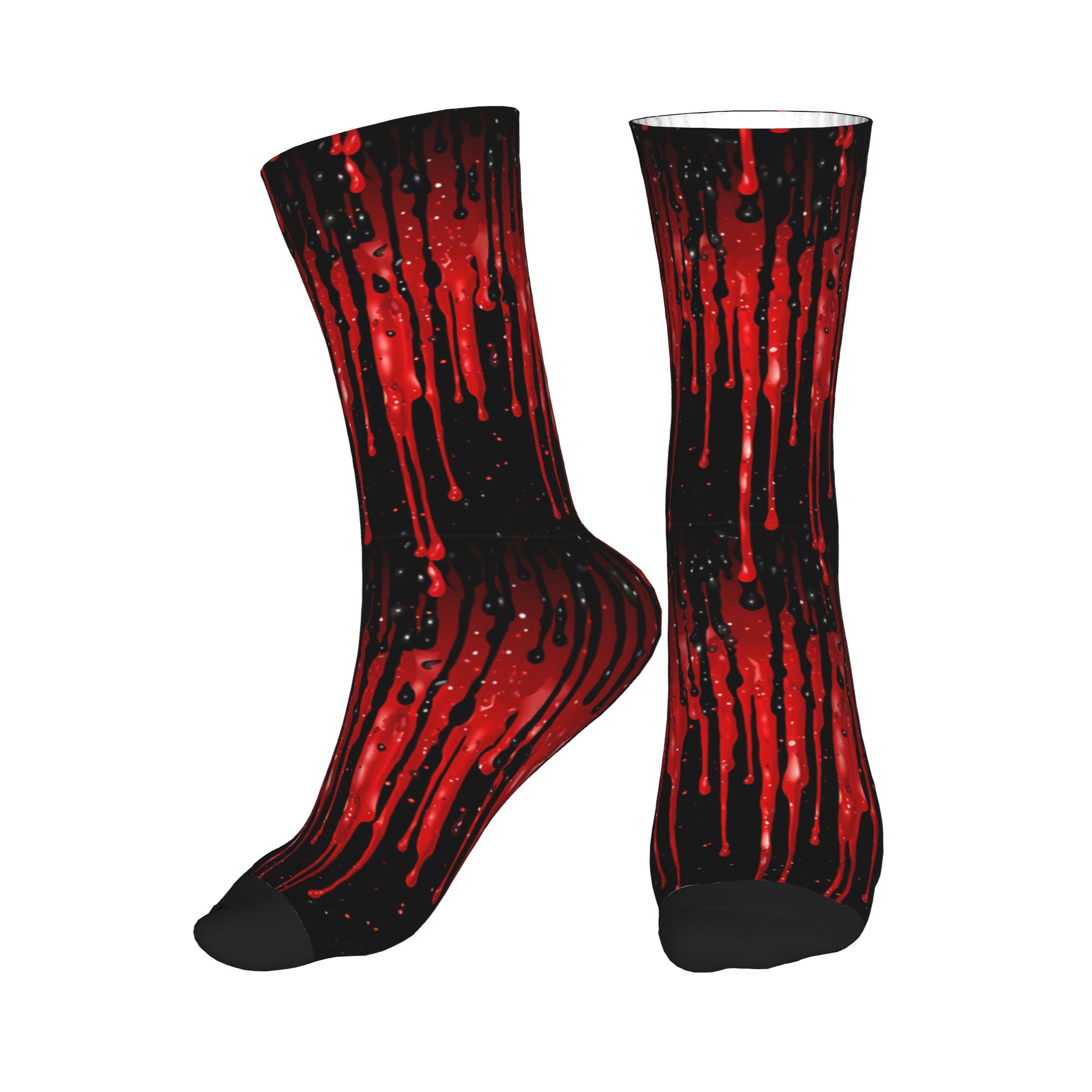 Dripping Red Liquid Pattern  M - مراجعة Dress Sock Men وسعره