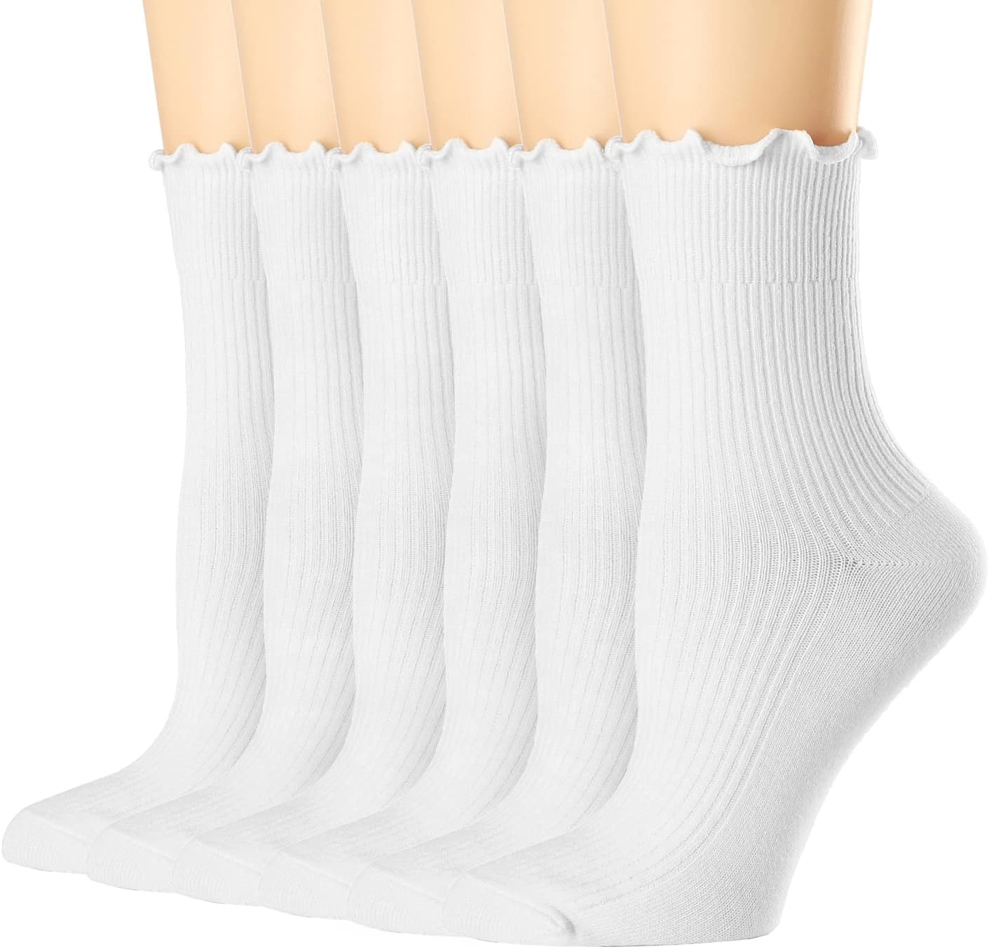 Women's Ruffle Turn-Cuff Casua - مراجعة Cotton Crew Sock Pack وسعره