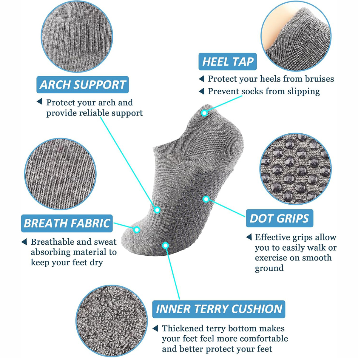 6 Pairs Yoga Socks for Women P - مراجعة Grip Sock Yoga وسعره