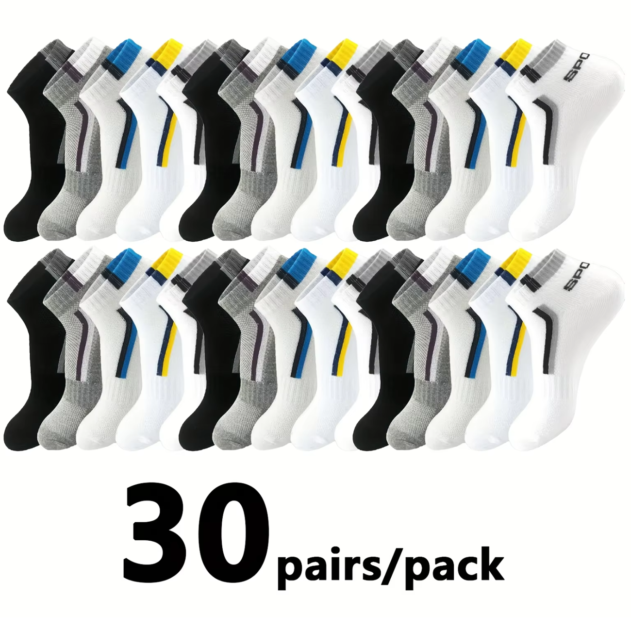 30Pairs Men's Color-block Mesh - مراجعة Ankle Sock Low Cut وسعره